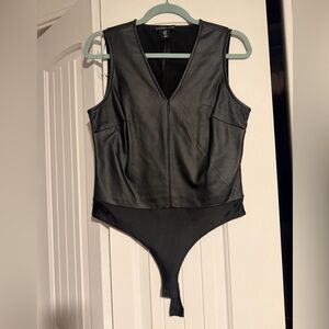 Black Faux Leather bodysuit